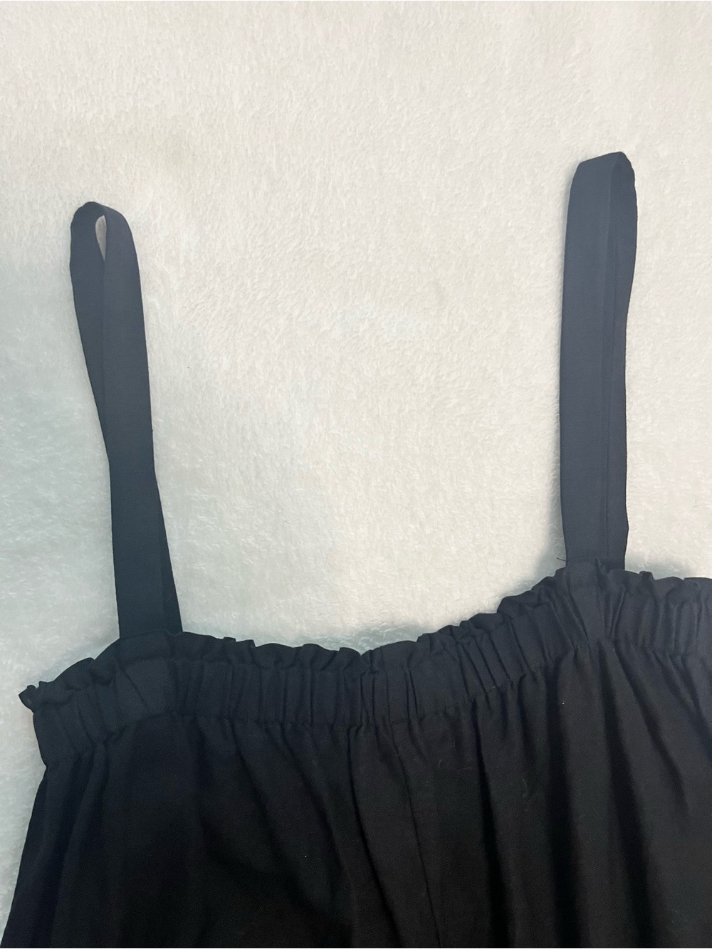 LOFT Black Linen Blend Cropped Wide Leg Culotte Jumpsuit Pockets Relaxed Fit XL - Picture 3 of 15